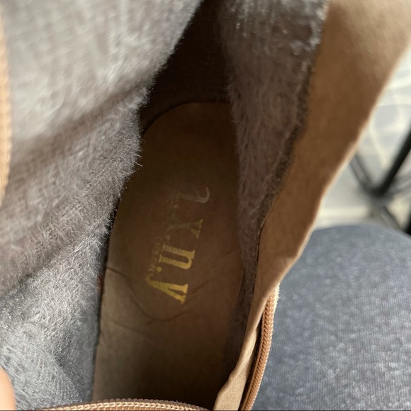 American Exchange Mid Calf Stiletto Boots Grey Buckles - Picture 12 of 13